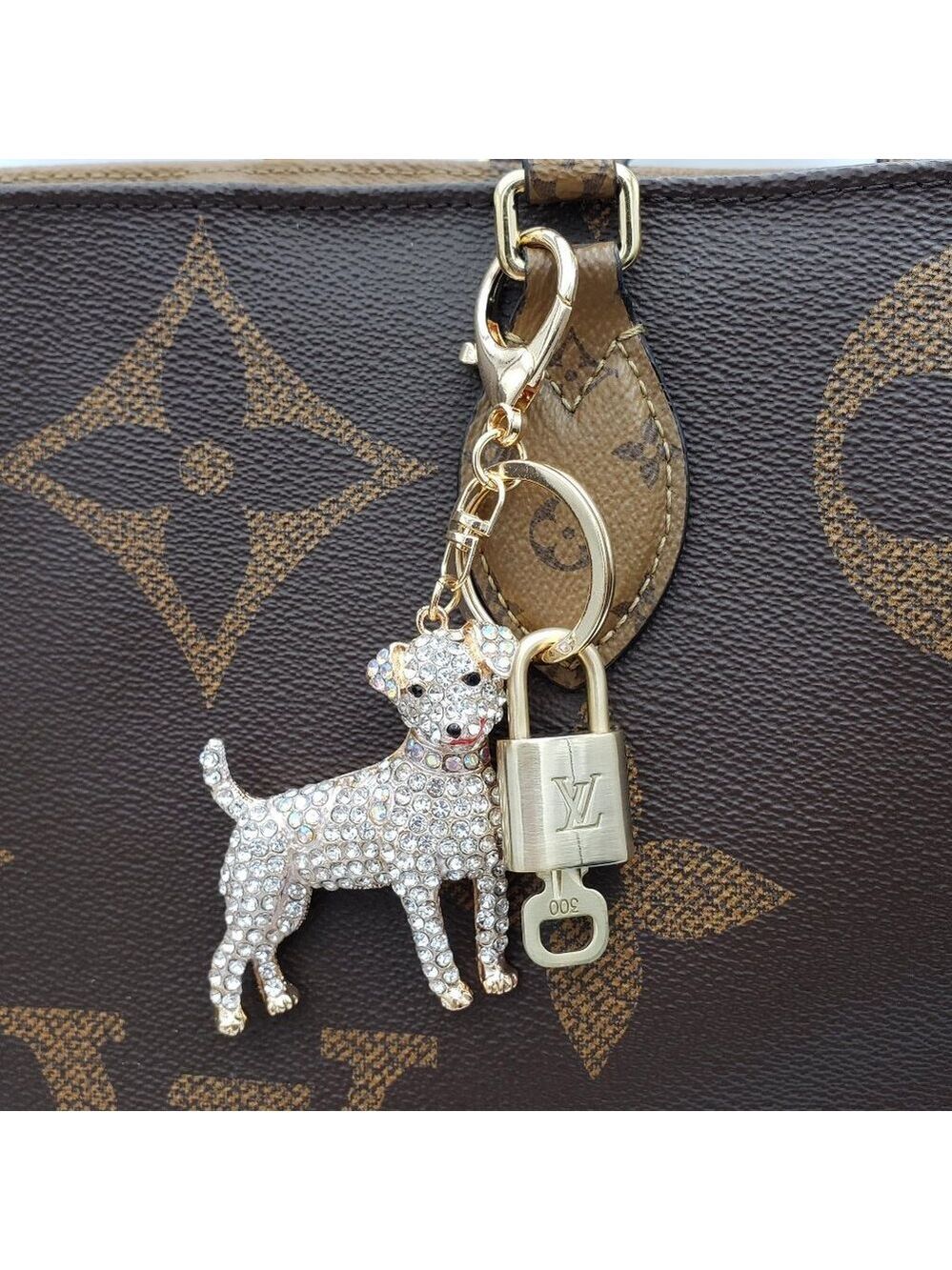 Authentic Louis Vuitton Lock & Key with Unbranded Dog Charm, Keychain